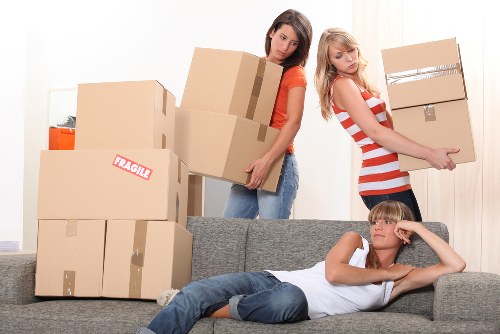 Packed boxes and furniture prepared for local removals